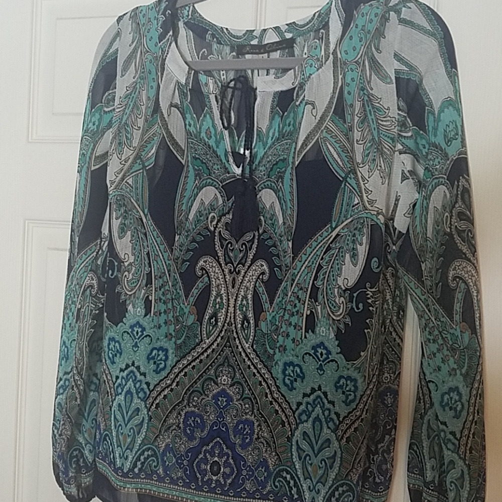 Blue and Turquoise Blouse, Size Small